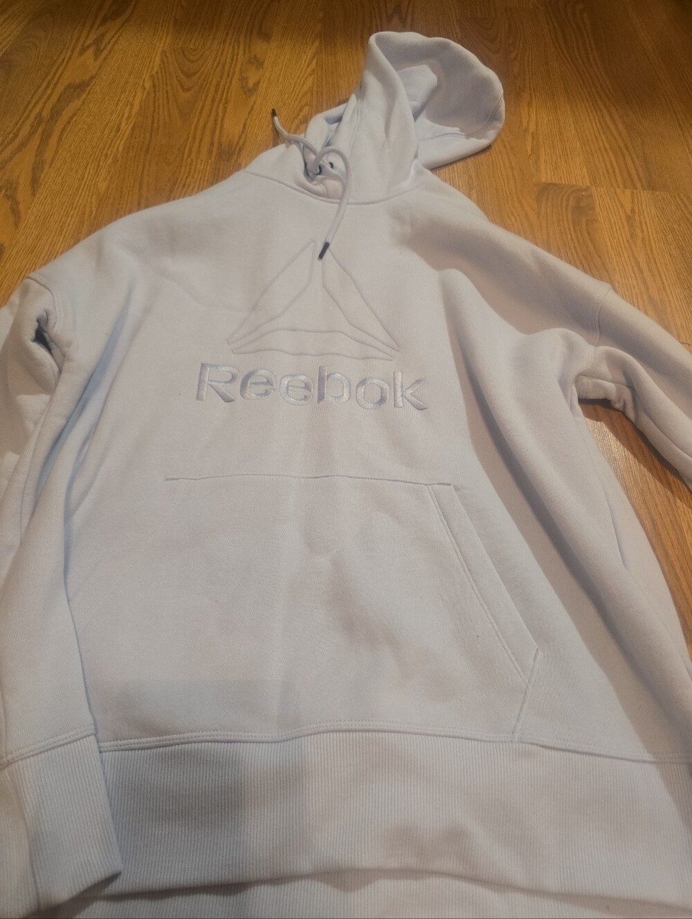 Reebok White Pullover Hoodie with Embroidered Logo
